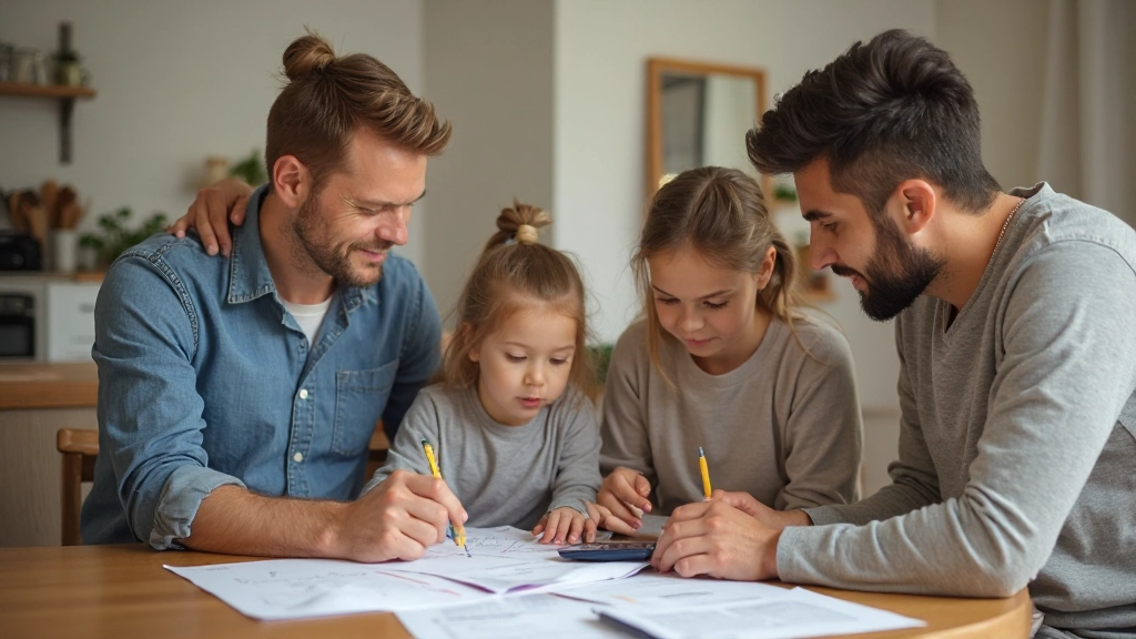 Familie plant samen gezinsfinanciën en gezamenlijke doelen