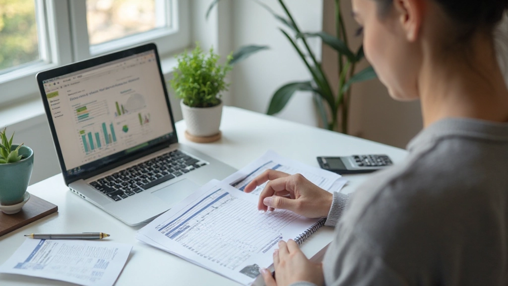 Professioneel werkende persoon met tablet en financiële gegevens