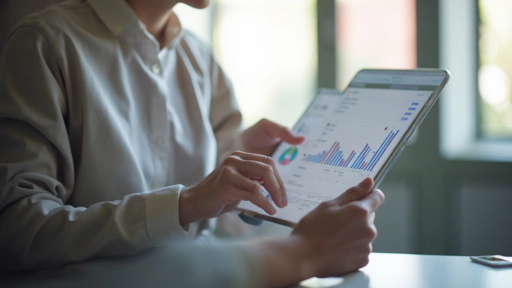 Persoon die succesvol zijn spaargoals bereikt met grafieken en financiële voortgang