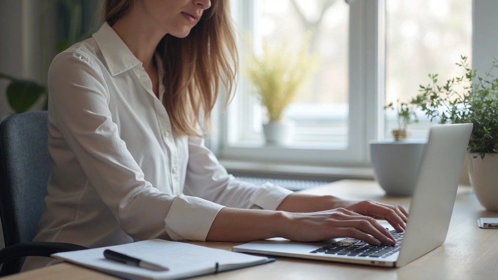 Vrouw die op laptop werkt aan maandelijks budgetplan met grafieken en spreadsheet